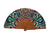 Tusitala Barcelona Ventaglio Spagnolo - Legno e Cotone - 23 cm - Custodia in yute natural - Accessorio Moda - Fatto a Mano in Spagna - Collezione Alzar la Mirada (Arabesco)