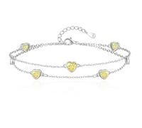 Tusuzik Bracciale Donna Argento 925 Con Cuore Doppia Catena Regolabile braccialetti Gioielli pietra natale braccialetti Cuore Regalo Donna Compleanno per Moglie Mamma Fidanzata Amica(Giallo)