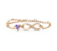 Tusuzik Regalo Donna Compleanno,Bracciale Infinito Donna Argento 925 con Cuore Zirconi con Placcato Oro Rosa Regolabile Bracciali Donna Gioielli Regalo per Mamma