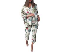 Tuta 2 Pezzi Donna Estate Stampa Pois con Top Scollo a V Mezza Manica e Capri, Tuta Fresca e Divertente per Vacanze Look Giocoso