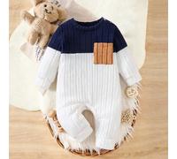 Tuta a maniche lunghe per neonato maschio, con design colorblock, casual e comoda, versatile per l'avventura all'aperto, il tempo libero in casa, lo sport e le feste, per mostrare uno stile unico e re