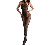 Tuta A Rete Donna Hot Completino Hot Pelle materno No off Passion Suit Calze Sexy seducenti Trasparenti Reggi Calze da Donna Pigiami Natalizi Donna Body (Black, One Size)