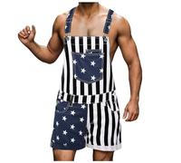 Tuta a righe alla moda, salopette per uomo, abbigliamento da lavoro, corto, da uomo, alla moda, con bavaglini, pantaloni a fascia, pantaloni corti, A nero, M