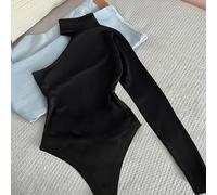 Tuta aderente da donna a maniche lunghe con spalla , a , , per , uno stile versatile che può indossata da sola o come di base, tuta di tendenza con chiusura a e vita , adatta per tragitti e come