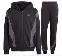 Tuta Adidas Uomo felpata sportiva inverno running palestra Nero cappuccio zip
