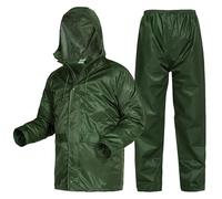 Tuta antipioggia da uomo, giacca impermeabile e confortevole, con cappuccio e tasche, pantaloni da jogging alla moda e caldi, set tuta casual e multifunzionale, per sport all'aria aperta, Verde