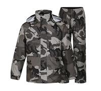 Tuta antipioggia da uomo in camuffamento multifunzione, giacca antivento e impermeabile con cappuccio e fascia riflettente, pantaloni di sicurezza casual e comfort, set di lavoro alla moda, CE1, XL