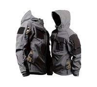 Tuta antipioggia da uomo per bicicletta con riflettente, giacca impermeabile e pantaloni da pioggia, set impermeabile, da lavoro, da uomo, per trekking, campeggio e pesca, Grigio 13, M
