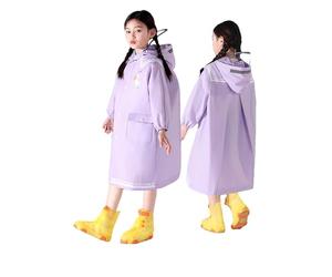 Tuta antipioggia Set 86 Primavera, Estate e Autunno Ragazzi e Ragazze Monocolore Bottoni Poncho Spessi Impermeabili Pioggia Poncho S Orologio da Polso Bambini, Viola chiaro, 10-12 Anni