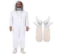 Tuta Apicoltore, Tuta Apicoltore Professionale, Tuta Protettiva per Apicoltori con Guanti da Apicoltore, TOOSOAR Bianco Tuta da Apicoltore (L)