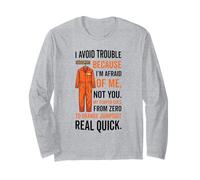 Tuta Arancione con Scritta I Avoid Trouble Because I'm Afraid of Me Maglia a Manica