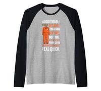 Tuta Arancione con Scritta I Avoid Trouble Because I'm Afraid of Me Maglia con Maniche Raglan