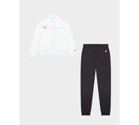 Tuta Bambina Champion in Cotone Garzato Full Zip Pantalone 404385 WHT Bianco