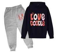 Tuta Bambino- Felpa con Cappuccio per Bambini Autunno e Inverno Set di Felpe con Cappuccio Stampate Popolari su Biancheria Intima Casual Carino Stampato a Maniche Lunghe (Light Gray 5-6 Years)