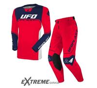 Tuta Bambino UFO ARES 2025 Completo Maglia Pantalone Blu Rosso Fluo Moto cross