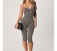 Tuta Capri con Scollo a Cuore e Bustier Integrato, Spalline Sottili, Aderente, Monopezzo per Serate Romantiche e L,M,S,XL,XS,XXL,XXS,XXXL,XXXXLColore unicoTessuto in maglia
