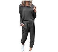 Tuta Casa Donna Casual Leggera Girocollo Felpa Manica Lunga Pullover Top E Pantaloni Set Coordinati Abbigliamento Comode Sportiva Set Due Pezzi Tuta Tute Palestra Curvy Offerta Completo Fitness Yoga