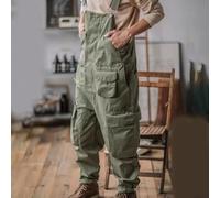 Tuta casual da uomo in cotone con pantaloni larghi con bretelle cargo per la primavera e l'autunno (3XL verde)
