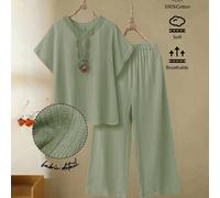 Tuta casual estiva da donna in stile boho-chic, verde militare, taglie comode, con colletto decorativo, adatta per il festival, lo stile western e il look country, stile bohémien anni '90, outfit mode