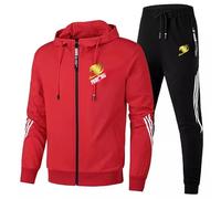 Tuta casual uomo 2 pezzi, felpa cappuccio a maniche lunghe zip intera per FAIRY TAIL, tuta jogging tasca, giacca comoda indossare in autunno e inverno abbigliamento sportivo,Red-xx_l