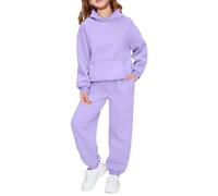 Tuta Completa Bambine Ragazze Invernale in Cotone Misto 2-14 Anni 2 Pezzi Completo con Felpa con Cappuccio e Pantaloni Tute da Ginnastica Bambini Ragazzi Caldo Elegante per Sportivo,Viola,150