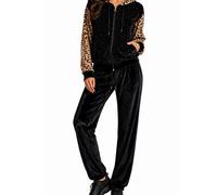 Tuta completa da donna ciniglia leopardata sportiva ginnastica palestra L XL XXL