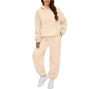 Tuta completa da donna UK 2 pezzi Co Ord Set Outfits Felpa con cappuccio e pantaloni della tuta Jogger Set Ladies Gym Activewear Y2k Lounge Wear, cachi, XXL