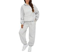 Tuta completa da donna UK 2 pezzi Co Ord Set Outfits Felpa con cappuccio e pantaloni della tuta Jogger Set Ladies Gym Activewear Y2k Lounge Wear, Grigio, S