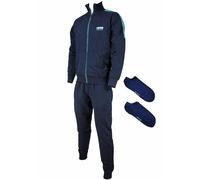 Tuta Completa Uomo Estiva + CALZINI OMAGGIO , Cotone Garzato leggero Sportiva Mezza Stagione Collo alto Zip M-XXL relax attività fisica (IT, Testo, XL, Regular, Regular, BLU 139)