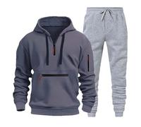 Tuta Completa Uomo - Set di Felpe con Cappuccio dal Design alla Moda in Due Pezzi Autunnali da Uomo Set di Felpe con Cappuccio e Pantaloni Casual Grigio Chiaro (Grey L)
