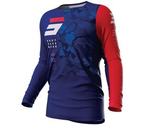 TUTA COMPLETO CROSS ENDURO MAGLIA PANTALONI SHOT CONTACT CAMO 2 BLU RED