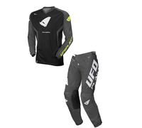 Tuta Completo Maglia Pantalone UFO BAMBERG Nero Giallo Fluo Moto cross Enduro MX