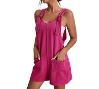 Tuta corta da donna, tutina da donna, tinta unita, senza maniche, con tasche, alla moda, con cinturino regolabile, salopette estive traspiranti salopette casual per uscire tuta da indossare tutti i