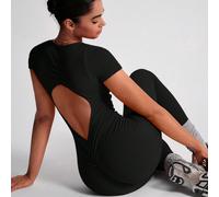 Tuta corta senza schienale da donna, schiena aperta sexy, pantaloni lunghi in maglia senza cuciture, per sport indoor e all'aperto, yoga, tessuto skin-friendly, tuta aderente modellante L,M,SColore un