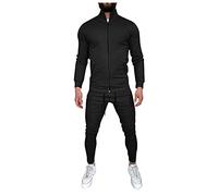 Tuta da allenamento da uomo Activewear tuta a maniche lunghe con zip intera set da jogging palestra jogging top pantaloni jogger allenamento fitness running tuta tuta sportiva set, Nero , XXL