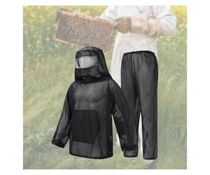 Tuta da apicoltore con cappuccio ventilato e cerniera, corpo intero, for campeggio, giardinaggio, pesca(Noir,175-185)