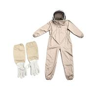 Newdvmmss Tuta da Apicoltore per Apicoltori, Tuta da Apicoltore Professionale Tuta Protettiva per Apicoltura Completa per Il Corpo Tuta per Ape Ventilata con Elastico, Guanti in Pelle, L