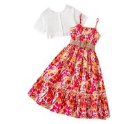 Tuta da Bambina a Maniche Corte,Abbigliamento Set per Bambini Estivi Completivi Il Tempo Libero di 2 Pezzi con Ginnastica Completo Mare Taglie 6 14 Anni