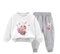 Tuta da Bambino e Ragazza Kawaii 2 Pezzi Top Pantaloni Abiti Felpa, Z-098 Bianco, 3 Anni