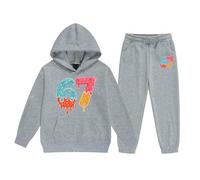 Tuta da bambino Set 2 Pezzi Sei Seven 6 7 Funny 67 Gen Alpha Slang 6-7 Meme School Pullover con cappuccio a Maniche Lunghe Pullover e Pantaloni, grigio, 12-13 Anni