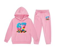 Tuta da Bambino Set 2 Pezzi Sei Seven 6 7 Funny 67 Gen Alpha Slang 6-7 Meme School Pullover Felpa con cappuccio Manica Lunga Termale Basic Pullover Caldi e Pantaloni Tuta per il Tempo Libero, Rosa, 10