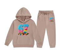 Tuta da Bambino Set 2 Pezzi Sei Seven 6 7 Funny 67 Gen Alpha Slang 6-7 Meme School Pullover Felpa con cappuccio Manica Lunga Termale Basic Pullover Caldi e Pantaloni Tuta per il Tempo Libero, cachi
