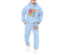 Tuta da bambino, set da jogging per bambini, 2 pezzi, sei sette 6 7 funny 67 gen, alfa slang, 6-7 meme school, felpa con cappuccio e pantaloni larghi e comodi, Blu 2, 6-7 Anni