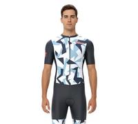 Tuta da ciclismo da uomo, con imbottitura in gel, monopezzo, design sublimato