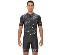 Tuta da ciclismo da uomo, con imbottitura in gel, monopezzo, design sublimato