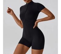 Tuta Da Danza Yoga Con Zip Alla Moda Per Donne Maniche Corte