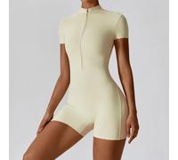 Tuta Da Danza Yoga Con Zip Alla Moda Per Donne Maniche Corte