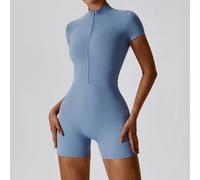 Tuta Da Danza Yoga Con Zip Alla Moda Per Donne Maniche Corte