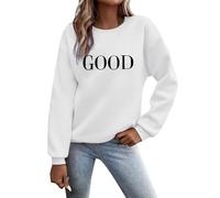 Tuta da donna, casual, a maniche lunghe, da donna, con grafica, girocollo, felpe, maglioni, da donna, con lettere arabe, bianco, XL