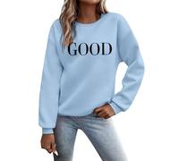 Tuta da donna, casual, a maniche lunghe, da donna, con grafica, girocollo, felpe, maglioni, da donna, con lettere arabe, Azzurro, XL